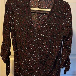 West Kei Leopard Print Wrap Blouse